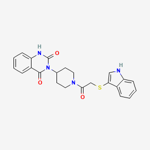 molecular formula C23H22N4O3S B2630420 3-(1-(2-((1H-吲哚-3-基)硫代)乙酰)哌啶-4-基)喹唑啉-2,4(1H,3H)-二酮 CAS No. 2034408-09-6