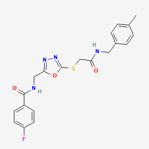 4-fluoro-N-[[5-[2-[(4-methylphenyl)methylamino]-2-oxoethyl]sulfanyl-1,3,4-oxadiazol-2-yl]methyl]benzamide