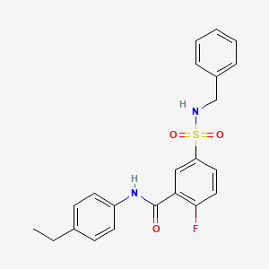 molecular formula C22H21FN2O3S B2630457 5-(苄基磺酰氨基)-N-(4-乙基苯基)-2-氟苯甲酰胺 CAS No. 451506-29-9