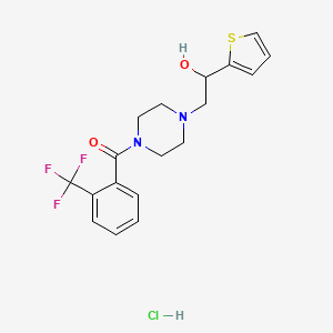 (4-(2-Hydroxy-2-(thiophen-2-yl)ethyl)piperazin-1-yl)(2-(trifluoromethyl)phenyl)methanone hydrochloride