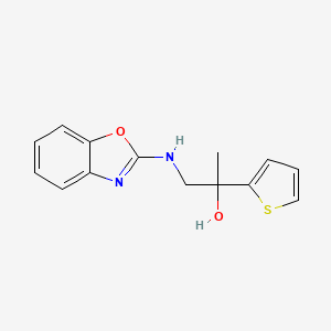 molecular formula C14H14N2O2S B2630465 1-(1,3-Benzoxazol-2-ylamino)-2-thiophen-2-ylpropan-2-ol CAS No. 2379994-45-1