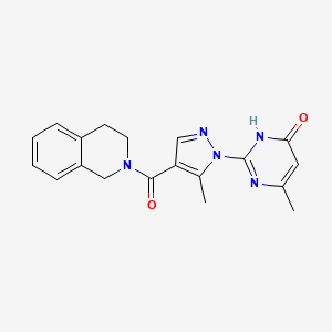 molecular formula C19H19N5O2 B2630476 6-methyl-2-(5-methyl-4-(1,2,3,4-tetrahydroisoquinoline-2-carbonyl)-1H-pyrazol-1-yl)pyrimidin-4(3H)-one CAS No. 1170123-26-8