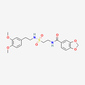 molecular formula C20H24N2O7S B2630485 N-(2-(N-(3,4-二甲氧基苯乙基)磺酰胺基)乙基)苯并[d][1,3]二氧杂环-5-甲酰胺 CAS No. 899980-58-6