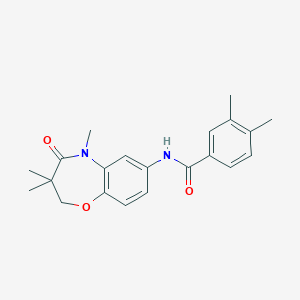 molecular formula C21H24N2O3 B2630494 3,4-dimethyl-N-(3,3,5-trimethyl-4-oxo-2,3,4,5-tetrahydrobenzo[b][1,4]oxazepin-7-yl)benzamide CAS No. 921586-84-7