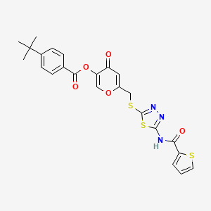 4-oxo-6-(((5-(thiophene-2-carboxamido)-1,3,4-thiadiazol-2-yl)thio)methyl)-4H-pyran-3-yl 4-(tert-butyl)benzoate