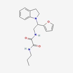molecular formula C19H23N3O3 B2630510 N1-(2-(呋喃-2-基)-2-(吲哚-1-基)乙基)-N2-丙氧草酰胺 CAS No. 898416-29-0