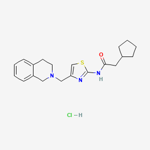 molecular formula C20H26ClN3OS B2630513 2-cyclopentyl-N-(4-((3,4-dihydroisoquinolin-2(1H)-yl)methyl)thiazol-2-yl)acetamide hydrochloride CAS No. 1216639-99-4