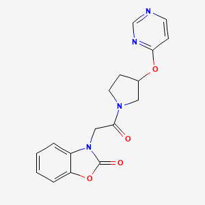 3-(2-oxo-2-(3-(pyrimidin-4-yloxy)pyrrolidin-1-yl)ethyl)benzo[d]oxazol-2(3H)-one