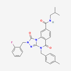 molecular formula C29H28FN5O3 B2630517 2-(2-氟苄基)-N-异丁基-4-(4-甲基苄基)-1,5-二氧代-1,2,4,5-四氢-[1,2,4]三唑并[4,3-a]喹唑啉-8-甲酰胺 CAS No. 1223859-55-9