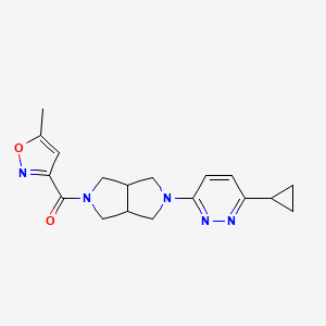 molecular formula C18H21N5O2 B2630518 [2-(6-Cyclopropylpyridazin-3-yl)-1,3,3a,4,6,6a-hexahydropyrrolo[3,4-c]pyrrol-5-yl]-(5-methyl-1,2-oxazol-3-yl)methanone CAS No. 2415516-45-7