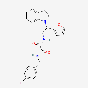 molecular formula C23H22FN3O3 B2630519 N1-(4-氟苄基)-N2-(2-(呋喃-2-基)-2-(吲哚-1-基)乙基)草酰胺 CAS No. 906147-38-4
