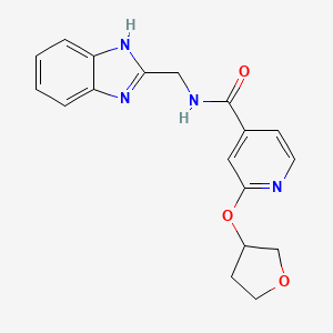 molecular formula C18H18N4O3 B2630523 N-((1H-苯并[d]咪唑-2-基)甲基)-2-((四氢呋喃-3-基)氧基)异烟酰胺 CAS No. 2034387-98-7