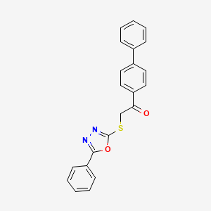 molecular formula C22H16N2O2S B2630531 1-[1,1'-联苯基]-4-基-2-[(5-苯基-1,3,4-恶二唑-2-基)硫代]-1-乙酮 CAS No. 477846-71-2