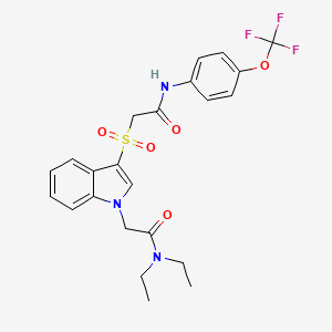molecular formula C23H24F3N3O5S B2630542 N,N-diethyl-2-(3-((2-oxo-2-((4-(trifluoromethoxy)phenyl)amino)ethyl)sulfonyl)-1H-indol-1-yl)acetamide CAS No. 878056-75-8