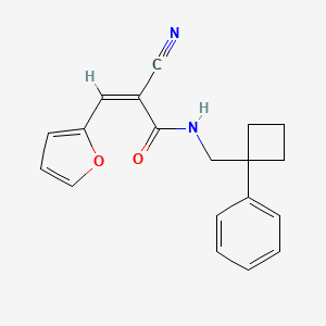molecular formula C19H18N2O2 B2630545 (Z)-2-Cyano-3-(furan-2-yl)-N-[(1-phenylcyclobutyl)methyl]prop-2-enamide CAS No. 1030232-57-5