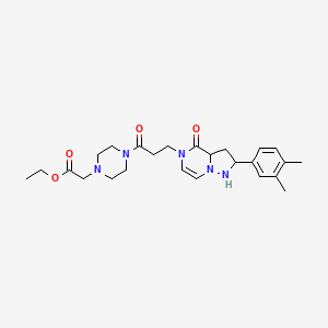 molecular formula C25H31N5O4 B2630553 ethyl 2-(4-{3-[2-(3,4-dimethylphenyl)-4-oxo-4H,5H-pyrazolo[1,5-a]pyrazin-5-yl]propanoyl}piperazin-1-yl)acetate CAS No. 1326906-34-6