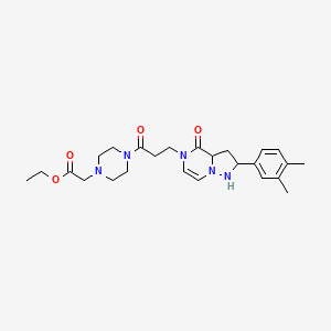 ethyl 2-(4-{3-[2-(3,4-dimethylphenyl)-4-oxo-4H,5H-pyrazolo[1,5-a]pyrazin-5-yl]propanoyl}piperazin-1-yl)acetate