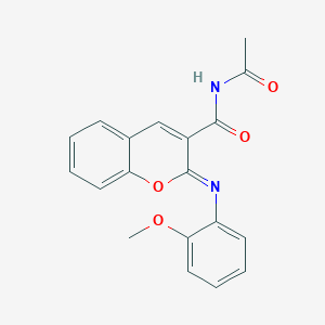 molecular formula C19H16N2O4 B2630566 (Z)-N-acetyl-2-((2-methoxyphenyl)imino)-2H-chromene-3-carboxamide CAS No. 389075-34-7