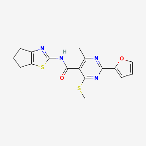 N-{4H,5H,6H-cyclopenta[d][1,3]thiazol-2-yl}-2-(furan-2-yl)-4-methyl-6-(methylsulfanyl)pyrimidine-5-carboxamide