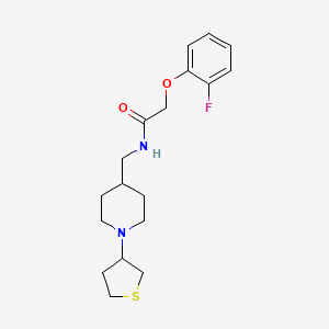 molecular formula C18H25FN2O2S B2630589 2-(2-氟苯氧基)-N-((1-(四氢噻吩-3-基)哌啶-4-基)甲基)乙酰胺 CAS No. 2034589-83-6
