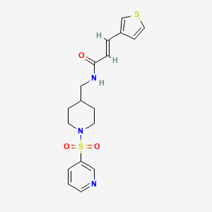 molecular formula C18H21N3O3S2 B2630609 (E)-N-((1-(pyridin-3-ylsulfonyl)piperidin-4-yl)methyl)-3-(thiophen-3-yl)acrylamide CAS No. 1428382-22-2