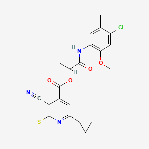 molecular formula C22H22ClN3O4S B2630615 1-[(4-Chloro-2-methoxy-5-methylphenyl)carbamoyl]ethyl 3-cyano-6-cyclopropyl-2-(methylsulfanyl)pyridine-4-carboxylate CAS No. 1110821-77-6