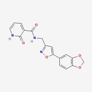 molecular formula C17H13N3O5 B2630622 N-((5-(benzo[d][1,3]dioxol-5-yl)isoxazol-3-yl)methyl)-2-oxo-1,2-dihydropyridine-3-carboxamide CAS No. 1209236-08-7