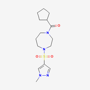 molecular formula C15H24N4O3S B2630630 cyclopentyl(4-((1-methyl-1H-pyrazol-4-yl)sulfonyl)-1,4-diazepan-1-yl)methanone CAS No. 2034337-16-9
