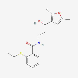 molecular formula C18H23NO3S B2630632 N-(3-(2,5-dimethylfuran-3-yl)-3-hydroxypropyl)-2-(ethylthio)benzamide CAS No. 1421499-64-0