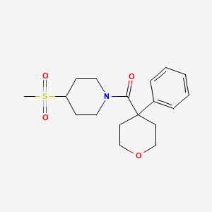 molecular formula C18H25NO4S B2630636 (4-(甲基磺酰基)哌啶-1-基)(4-苯基四氢-2H-吡喃-4-基)甲酮 CAS No. 1705535-64-3