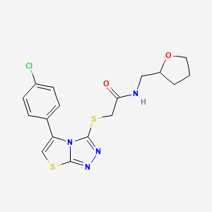2-((5-(4-chlorophenyl)thiazolo[2,3-c][1,2,4]triazol-3-yl)thio)-N-((tetrahydrofuran-2-yl)methyl)acetamide