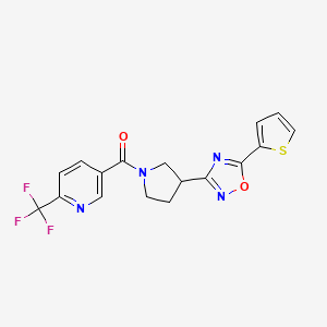 (3-(5-(Thiophen-2-yl)-1,2,4-oxadiazol-3-yl)pyrrolidin-1-yl)(6-(trifluoromethyl)pyridin-3-yl)methanone