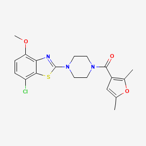 molecular formula C19H20ClN3O3S B2630668 (4-(7-Chloro-4-methoxybenzo[d]thiazol-2-yl)piperazin-1-yl)(2,5-dimethylfuran-3-yl)methanone CAS No. 1171227-38-5