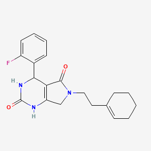 molecular formula C20H22FN3O2 B2630673 6-(2-(环己-1-烯-1-基)乙基)-4-(2-氟苯基)-3,4,6,7-四氢-1H-吡咯并[3,4-d]嘧啶-2,5-二酮 CAS No. 946270-76-4