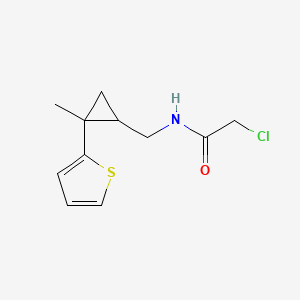 molecular formula C11H14ClNOS B2630676 2-Chloro-N-[(2-methyl-2-thiophen-2-ylcyclopropyl)methyl]acetamide CAS No. 2411254-54-9