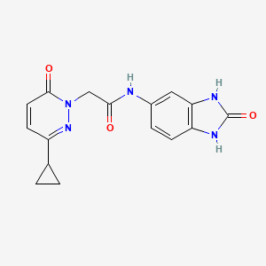 molecular formula C16H15N5O3 B2630687 2-(3-cyclopropyl-6-oxopyridazin-1(6H)-yl)-N-(2-oxo-2,3-dihydro-1H-benzo[d]imidazol-5-yl)acetamide CAS No. 2034367-72-9