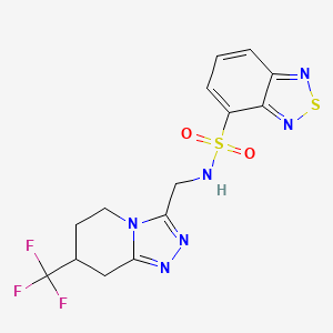 molecular formula C14H13F3N6O2S2 B2630688 N-((7-(三氟甲基)-5,6,7,8-四氢-[1,2,4]三唑并[4,3-a]吡啶-3-基)甲基)苯并[c][1,2,5]噻二唑-4-磺酰胺 CAS No. 2034520-63-1