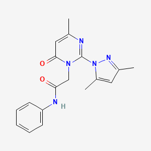 molecular formula C18H19N5O2 B2630693 2-[2-(3,5-dimethylpyrazol-1-yl)-4-methyl-6-oxopyrimidin-1-yl]-N-phenylacetamide CAS No. 1001797-93-8