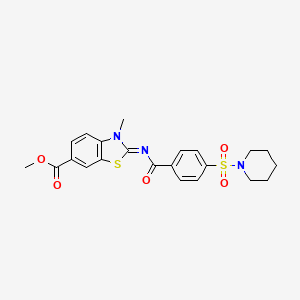 Methyl 3-methyl-2-(4-piperidin-1-ylsulfonylbenzoyl)imino-1,3-benzothiazole-6-carboxylate