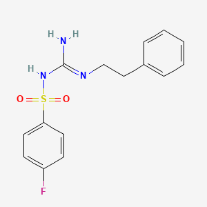 molecular formula C15H16FN3O2S B2630702 4-fluoro-N-(N-phenethylcarbamimidoyl)benzenesulfonamide CAS No. 869075-23-0