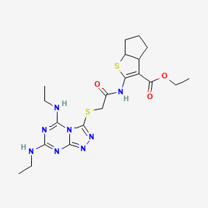 ethyl 2-[({[5,7-bis(ethylamino)[1,2,4]triazolo[4,3-a][1,3,5]triazin-3-yl]sulfanyl}acetyl)amino]-4,5,6,6a-tetrahydro-3aH-cyclopenta[b]thiophene-3-carboxylate