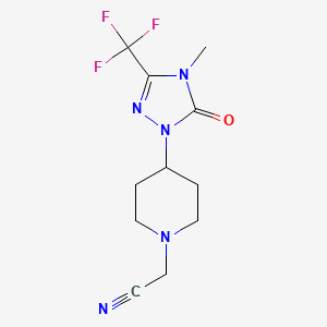 molecular formula C11H14F3N5O B2630719 2-(4-(4-methyl-5-oxo-3-(trifluoromethyl)-4,5-dihydro-1H-1,2,4-triazol-1-yl)piperidin-1-yl)acetonitrile CAS No. 2034329-92-3