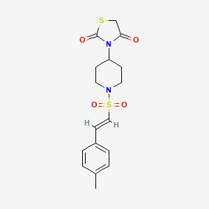 molecular formula C17H20N2O4S2 B2630720 (E)-3-(1-((4-methylstyryl)sulfonyl)piperidin-4-yl)thiazolidine-2,4-dione CAS No. 1799241-89-6