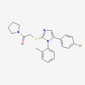 molecular formula C22H22BrN3OS B2630724 2-((5-(4-bromophenyl)-1-(o-tolyl)-1H-imidazol-2-yl)thio)-1-(pyrrolidin-1-yl)ethanone CAS No. 1207011-68-4