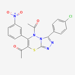 1-[5-acetyl-3-(4-chlorophenyl)-6-(3-nitrophenyl)-5H-[1,2,4]triazolo[3,4-b][1,3,4]thiadiazin-7-yl]ethanone