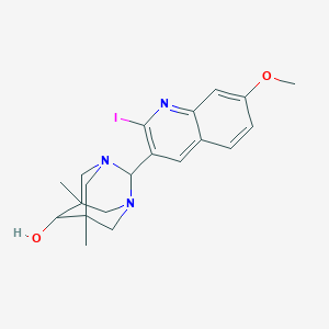 molecular formula C20H24IN3O2 B2630737 (1S,2R,5R,6S)-2-(2-碘-7-甲氧基喹啉-3-基)-5,7-二甲基-1,3-二氮杂金刚烷-6-醇 CAS No. 1573548-03-4