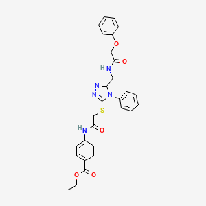 Ethyl 4-[[2-[[5-[[(2-phenoxyacetyl)amino]methyl]-4-phenyl-1,2,4-triazol-3-yl]sulfanyl]acetyl]amino]benzoate