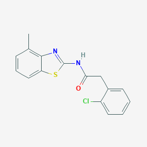 molecular formula C16H13ClN2OS B263075 2-(2-chlorophenyl)-N-(4-methylbenzo[d]thiazol-2-yl)acetamide 