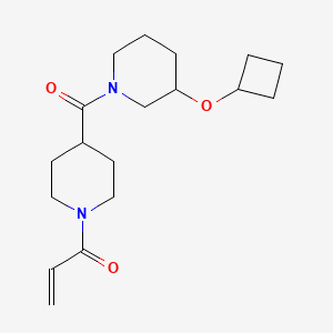 molecular formula C18H28N2O3 B2630751 1-[4-(3-Cyclobutyloxypiperidine-1-carbonyl)piperidin-1-yl]prop-2-en-1-one CAS No. 2361791-91-3