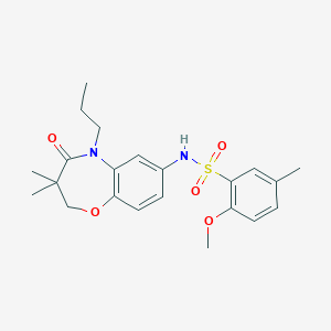 molecular formula C22H28N2O5S B2630786 N-(3,3-dimethyl-4-oxo-5-propyl-2,3,4,5-tetrahydrobenzo[b][1,4]oxazepin-7-yl)-2-methoxy-5-methylbenzenesulfonamide CAS No. 921914-70-7